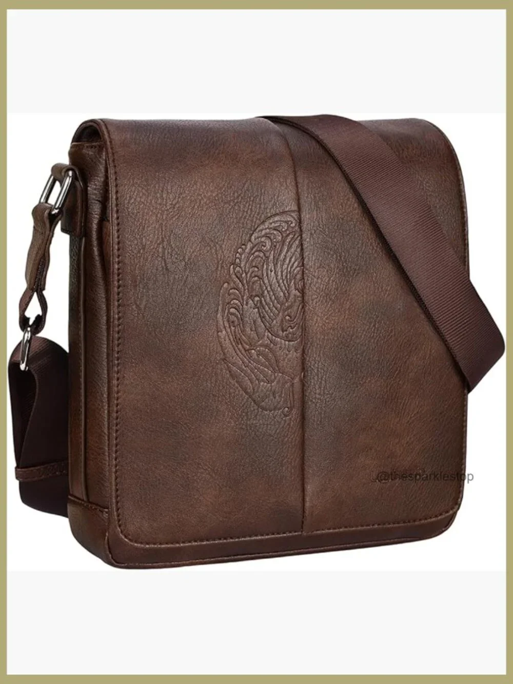 Vegan Leather Messenger Bag Crossbody Satchel Small Travel Work Bag